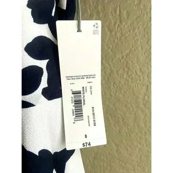 Liz Claiborne Fit and Flare Dress Women Size 8 White Floral Sleeveless - Picture 6 of 9